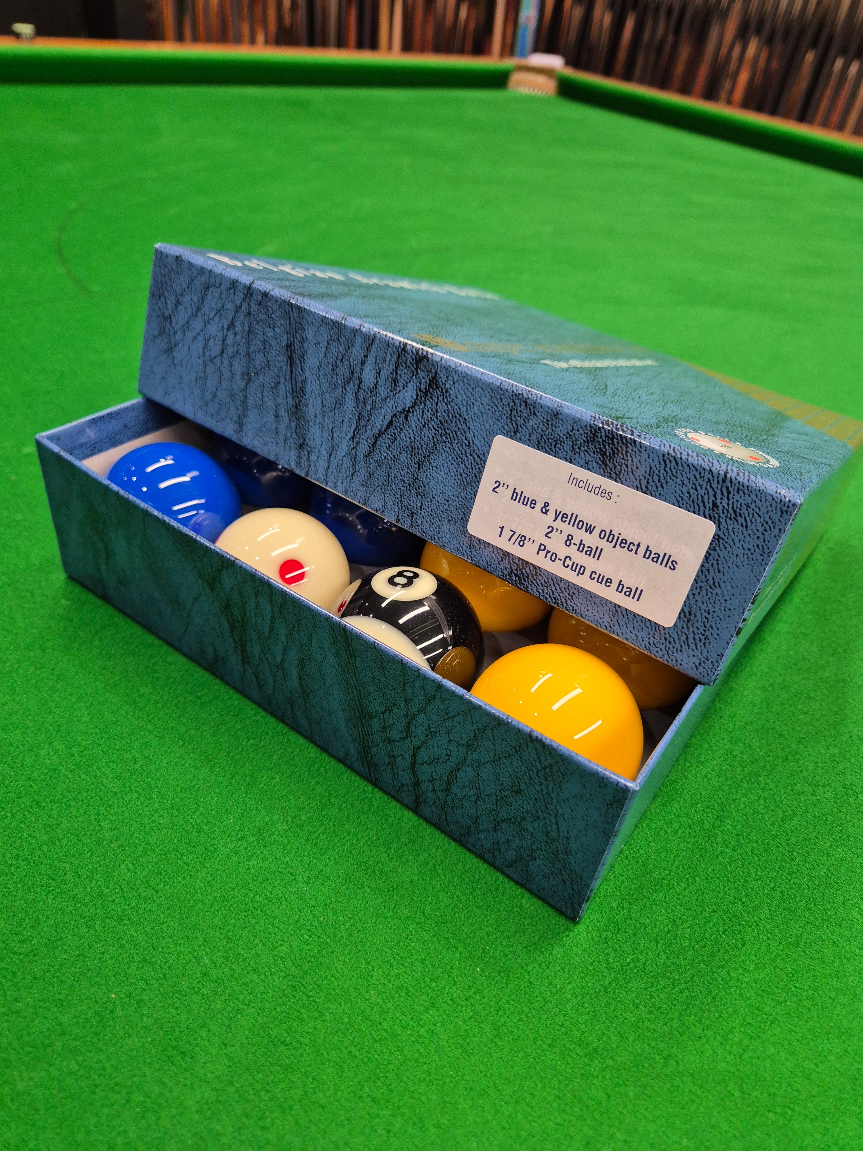 Super Aramith Pro Cup 2" Pool Balls - Blue & Yellow